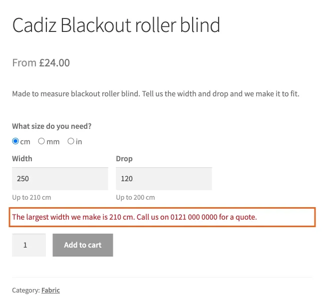 Over the largest band: your message, not a wrong price