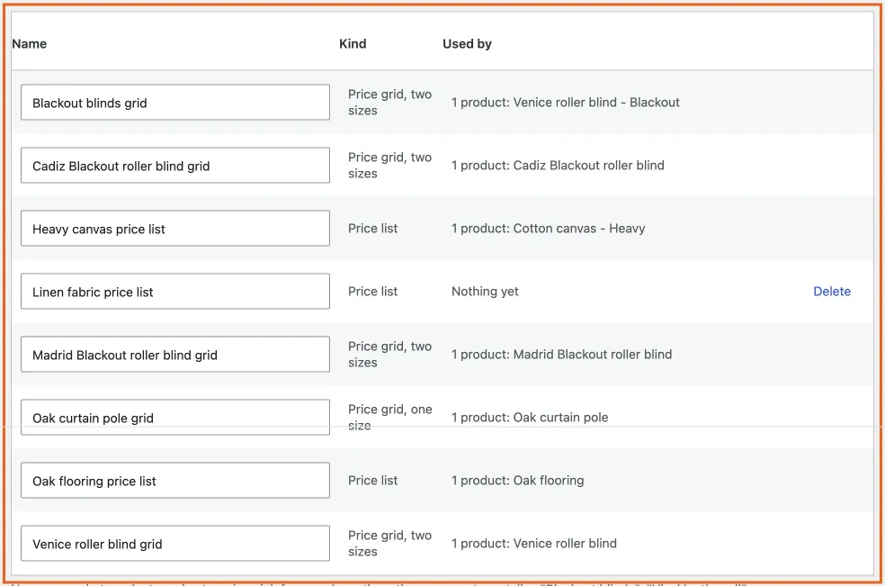 Every grid and list in one place